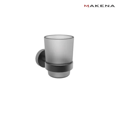 Чаша за четки за зъби Makena Round, черен мат