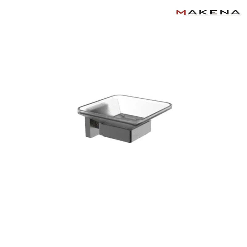 Стъклена сапунерка Makena Square, черен мат