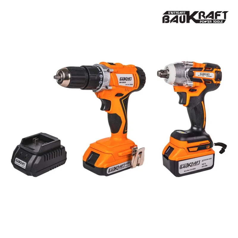 Комплект ударна бормашина и гайковерт Baukraft 18V