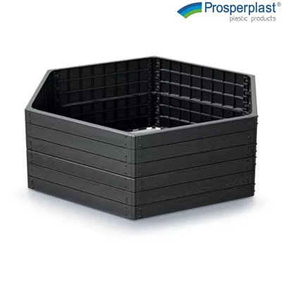 Градинска кашпа Prosperplast Woody Pile шестостен, антрацит