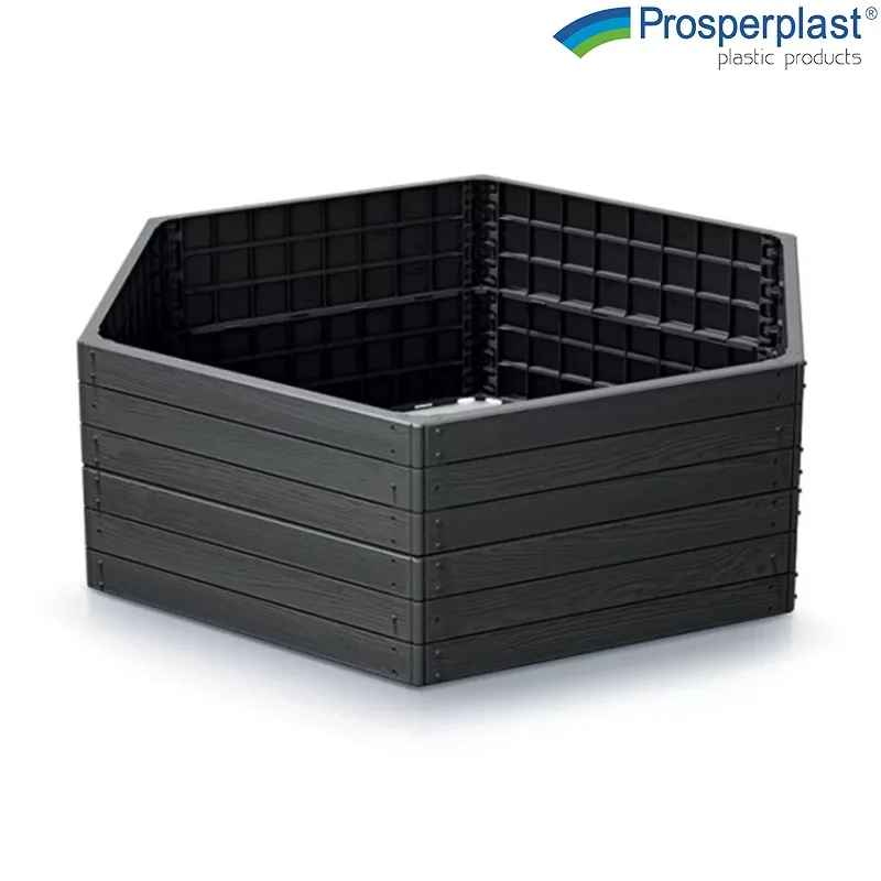 Градинска кашпа Prosperplast Woody Pile шестостен, антрацит