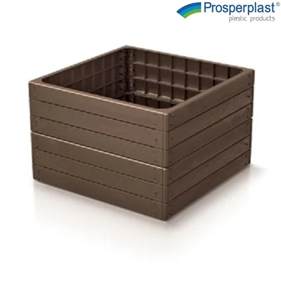 Градинска кашпа Prosperplast Woody Pile квадрат, кафява