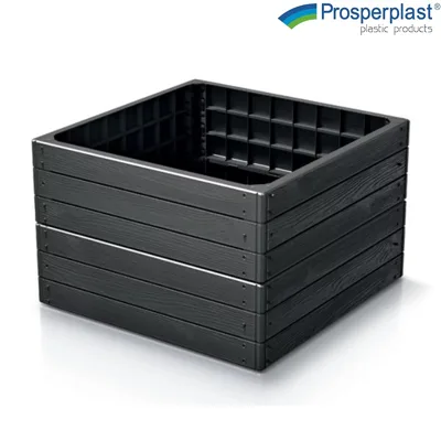 Градинска кашпа Prosperplast Woody Pile квадрат, антрацит