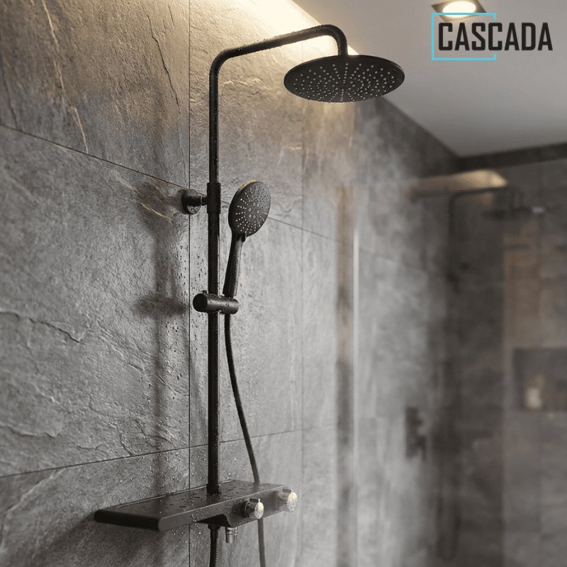 Тръбно окачване със смесител Cascada PL104HE-1E-F, черно