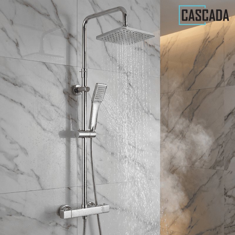 Душ тръбно окачване с термостатен смесител, Cascada PL104HE-THEMO-3