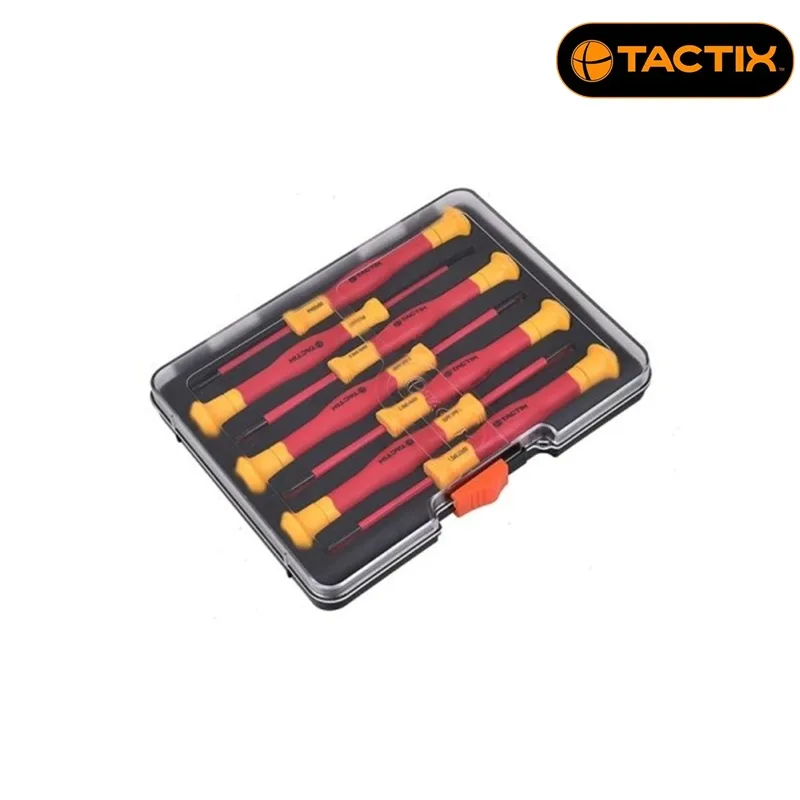 Комплект прецизни изолирани отвертки TACTIX, 7 части, 1000 V
