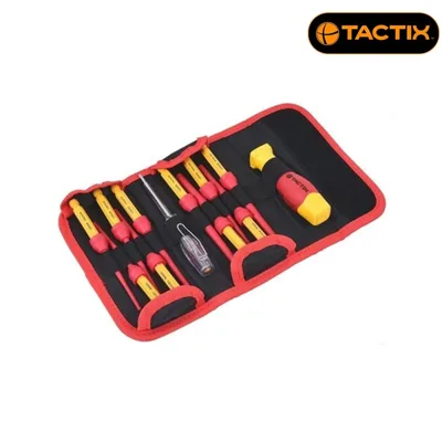 Комплект изолирани отвертки TACTIX, 12 части, 1000 V