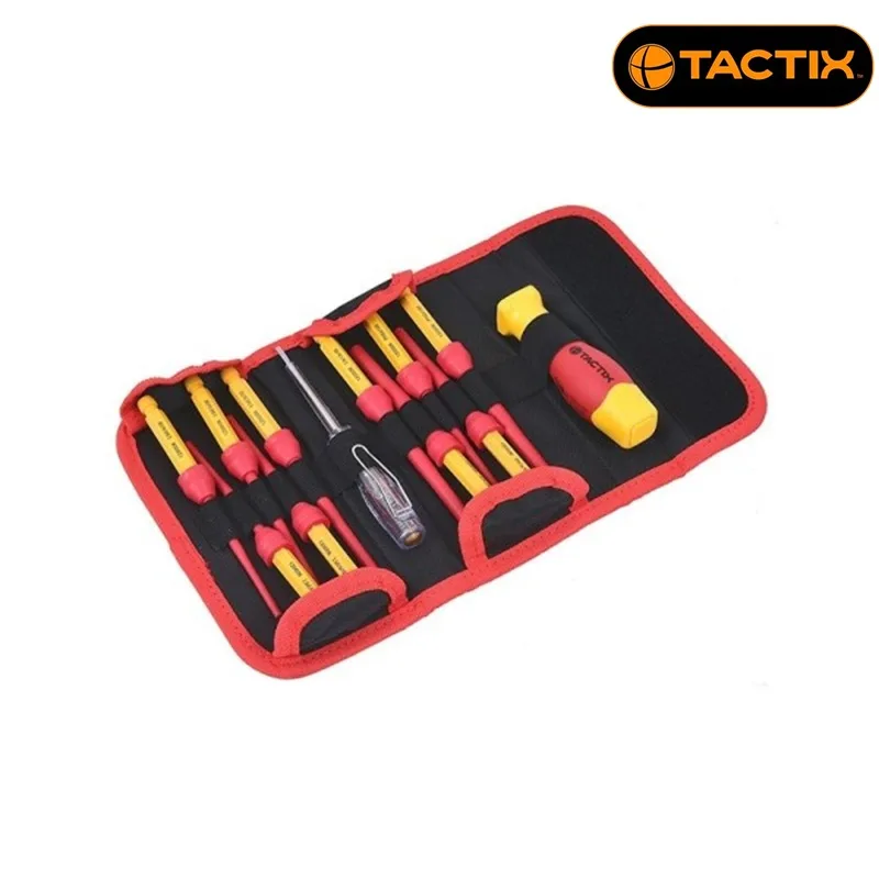 Комплект изолирани отвертки TACTIX, 12 части, 1000 V