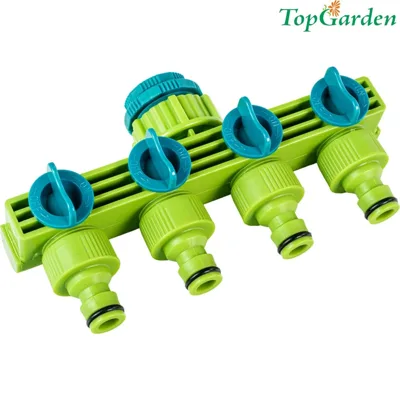 Разклонител за кран с 4 изхода и спирателни кранчета Top Garden