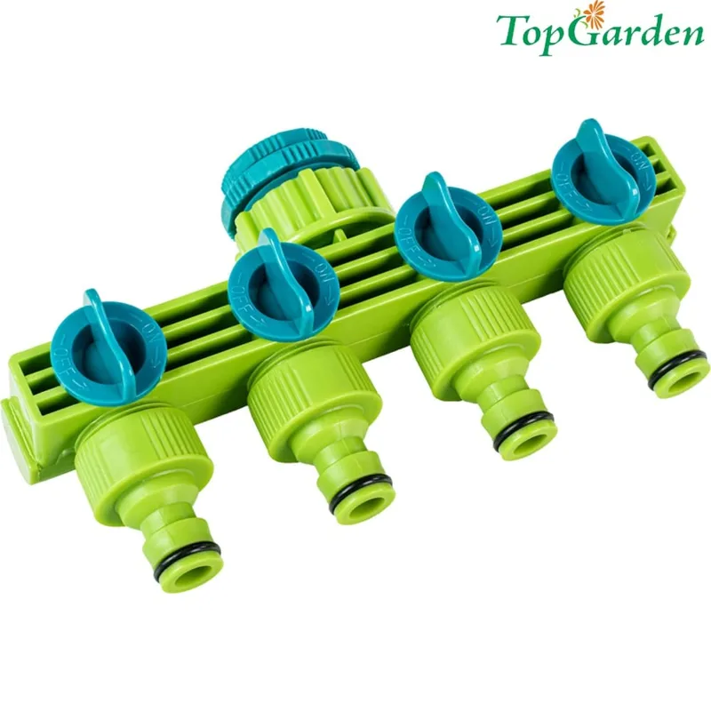 Разклонител за кран с 4 изхода и спирателни кранчета Top Garden