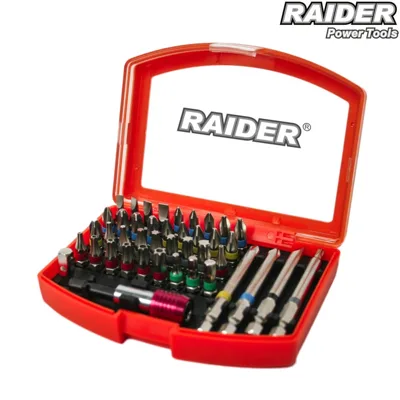 Накрайници с магнитен държач Raider, 1/4 цол, 42 части