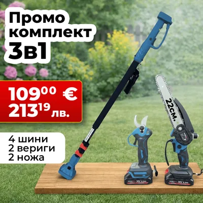Комплект 3в1 WerkBull: лозарска ножица, мини трион, телескопичен прът