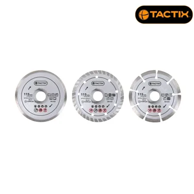 Комплект диамантени дискове Tactix 115 мм, 3 броя