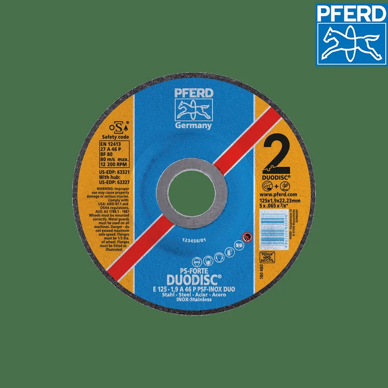Дуо диск за рязане и шлайфане PFERD INOX 115 мм, A46