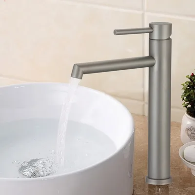 Смесител за умивалник SS304, цвят gun grey, мат Inter Ceramic
