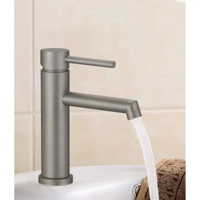 Нисък смесител за умивалник SS304, gun grey Inter Ceramic