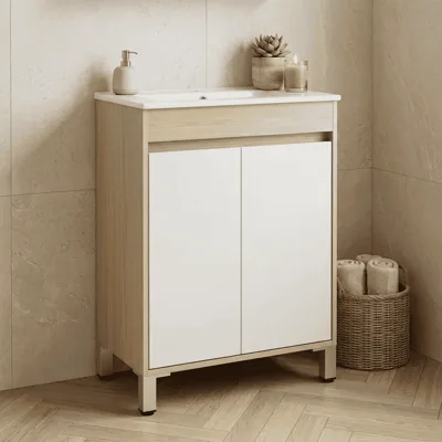 PVC шкаф за баня с порцеланов умивалник, водо- и влагоустойчив Inter Ceramic