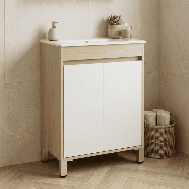 PVC шкаф за баня с порцеланов умивалник, водо- и влагоустойчив Inter Ceramic