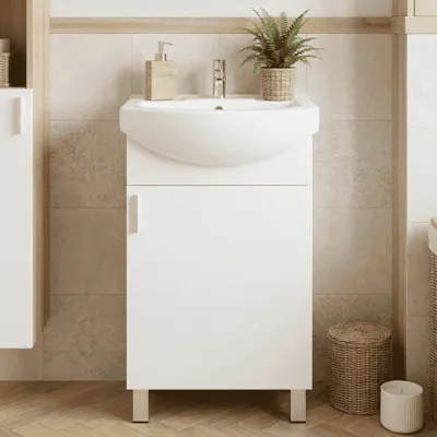 PVC шкаф за баня с порцеланов умивалник, стоящ модел Inter Ceramic
