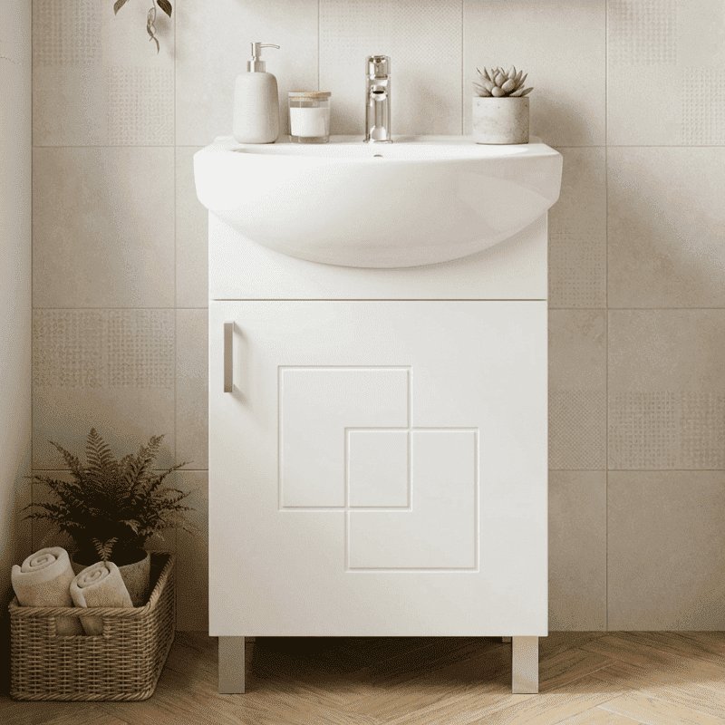PVC шкаф за баня с порцеланов умивалник, крачета, Soft Close Inter Ceramic