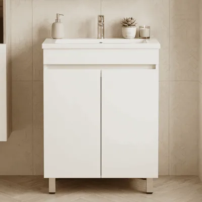 PVC шкаф за баня с умивалник, стоящ с нивелиращи крачета Inter Ceramic