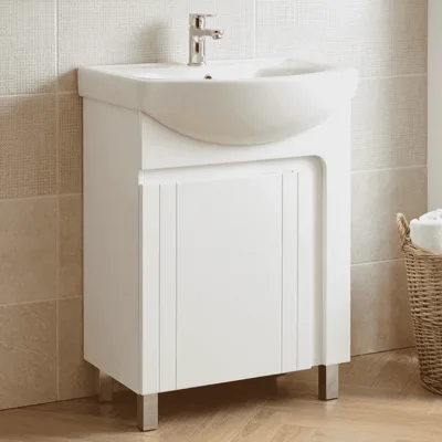 PVC шкаф за баня с порцеланов умивалник, стоящ модел с крачета Inter Ceramic