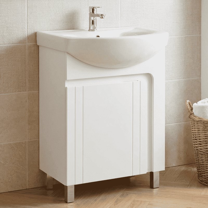 PVC шкаф за баня с порцеланов умивалник, стоящ модел с крачета Inter Ceramic