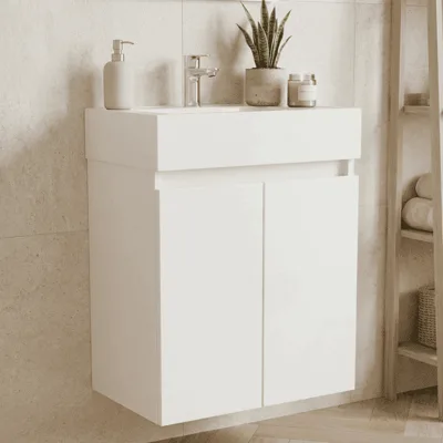PVC шкаф за баня с умивалник, стенен модел, влагоустойчив Inter Ceramic