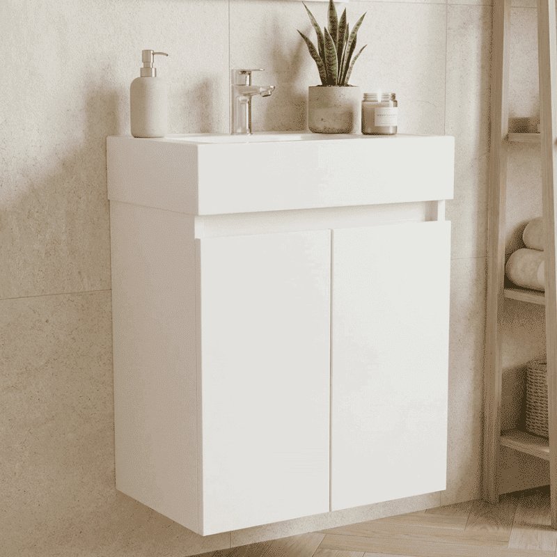 PVC шкаф за баня с умивалник, стенен модел, влагоустойчив Inter Ceramic