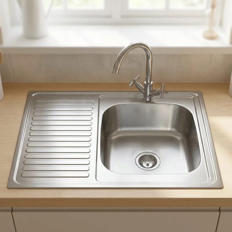 Кухненска мивка Алпака D8060PR с десен плот, 80x60 см CASCADA
