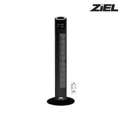 Вентилатор кула Ziel 91 см с дистанционно, 60 W, черен