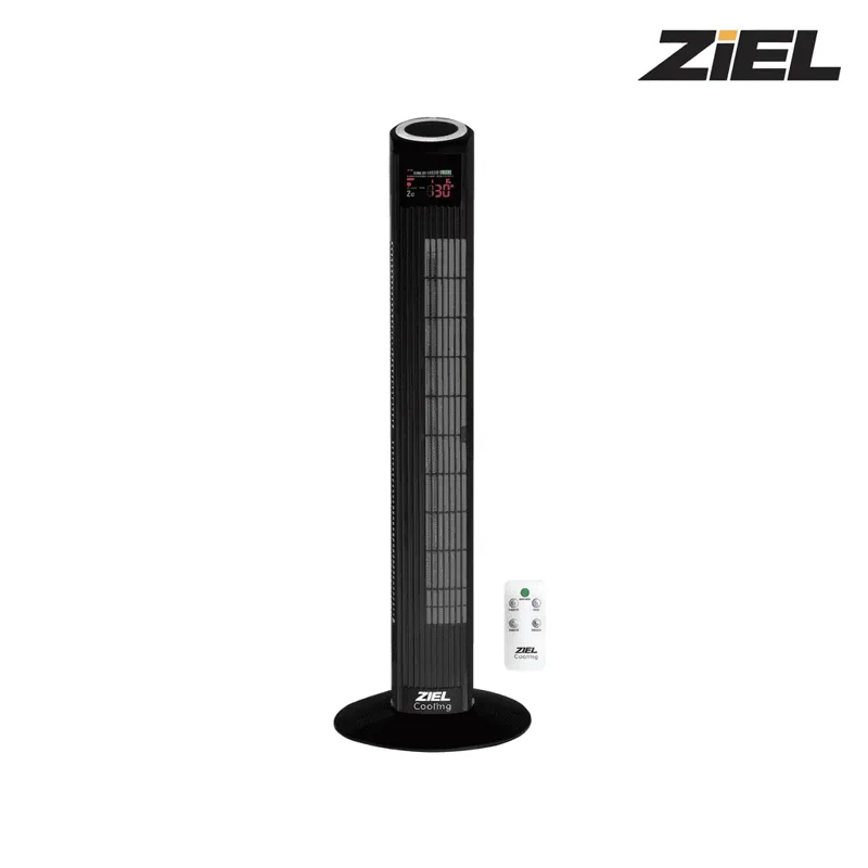 Вентилатор кула Ziel 91 см с дистанционно, 60 W, черен