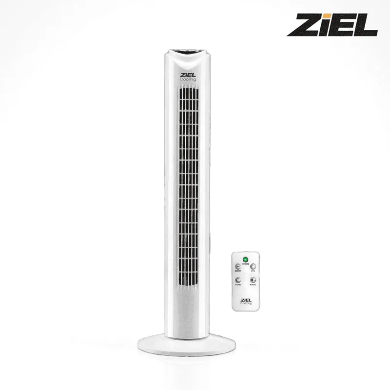 Вентилатор кула Ziel 81 см с дистанционно, 45 W, бял