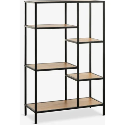 Етажерка с 5 рафта, 70x109x30 см, див дъб и черно
