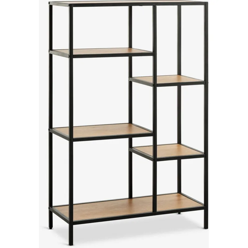 Етажерка с 5 рафта, 70x109x30 см, див дъб и черно